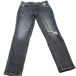 Edgely Women's 12R Low-Rise Boyfriend Jeans Distressed Blue‎ Denim Casual Fit